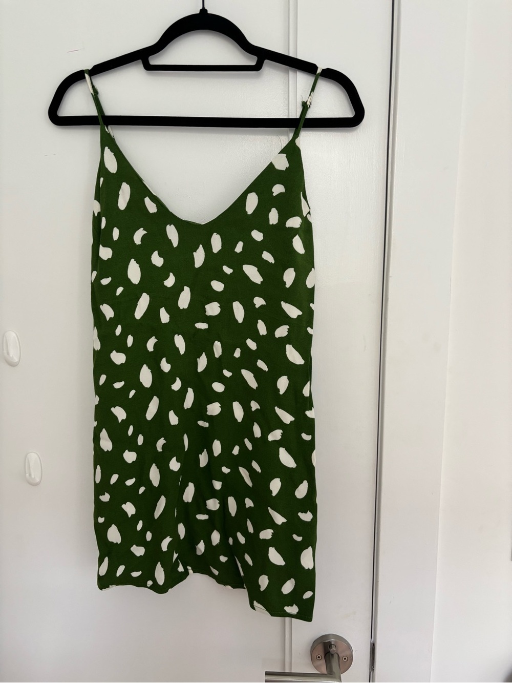 Reformation Green and White Spotted Mini Dress